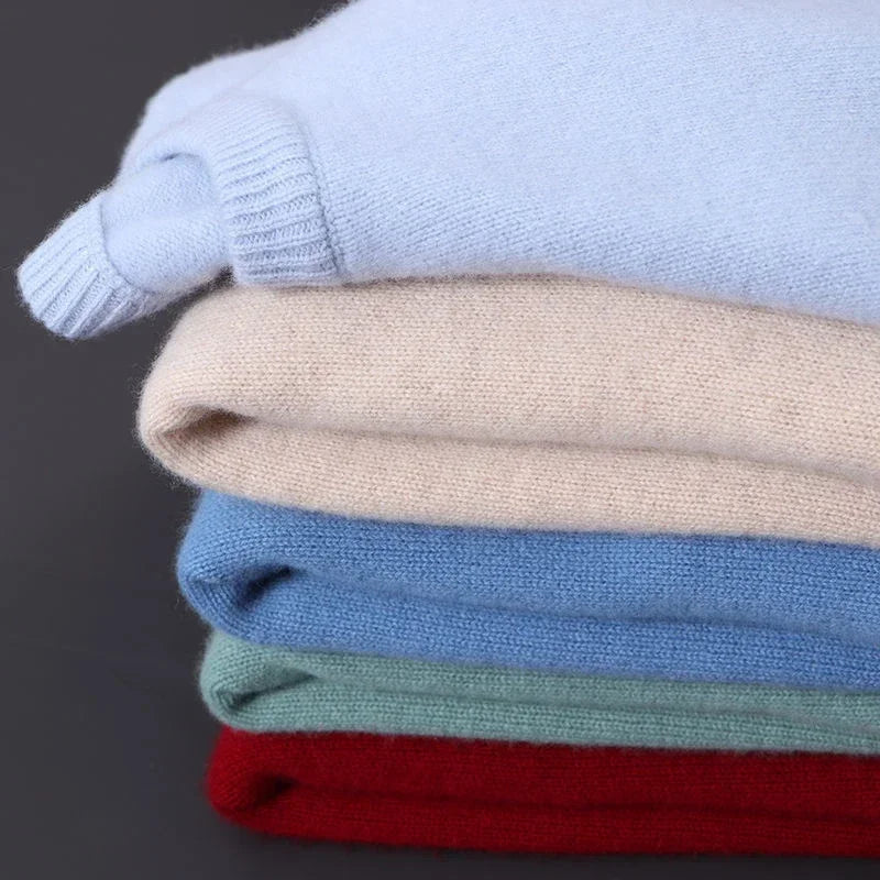 Men's Crew Neck Sweater with Ribbed Cuffs and Hem