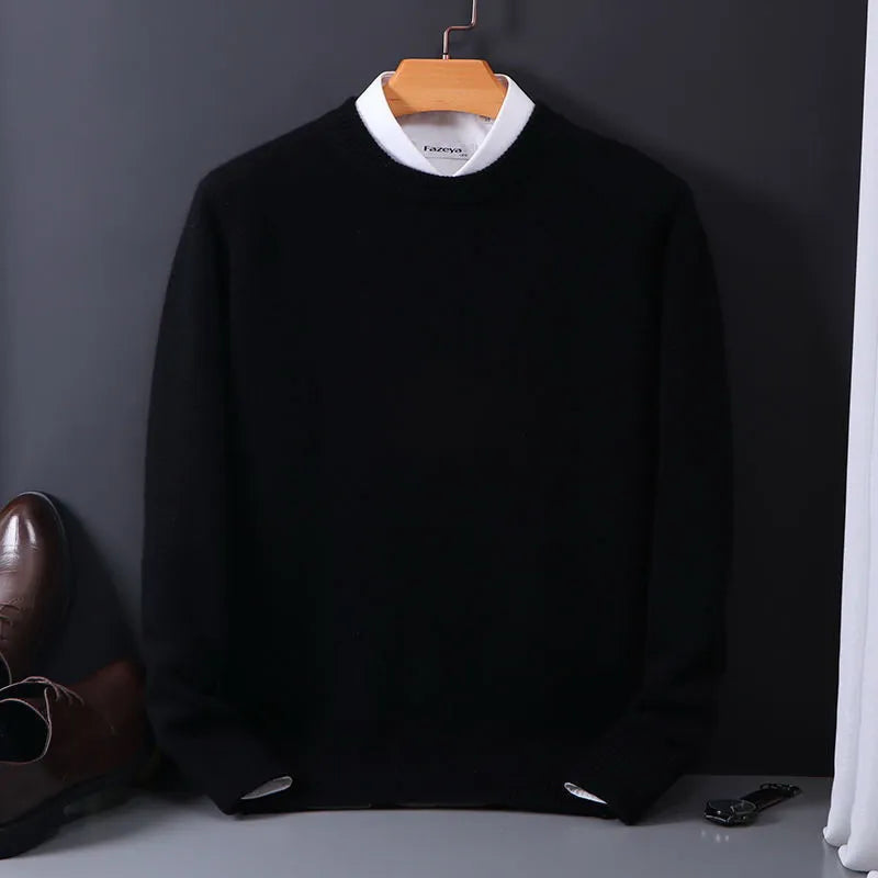 Men's Crew Neck Sweater with Ribbed Trim