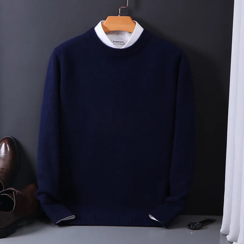 Men's Crew Neck Sweater with Ribbed Trim