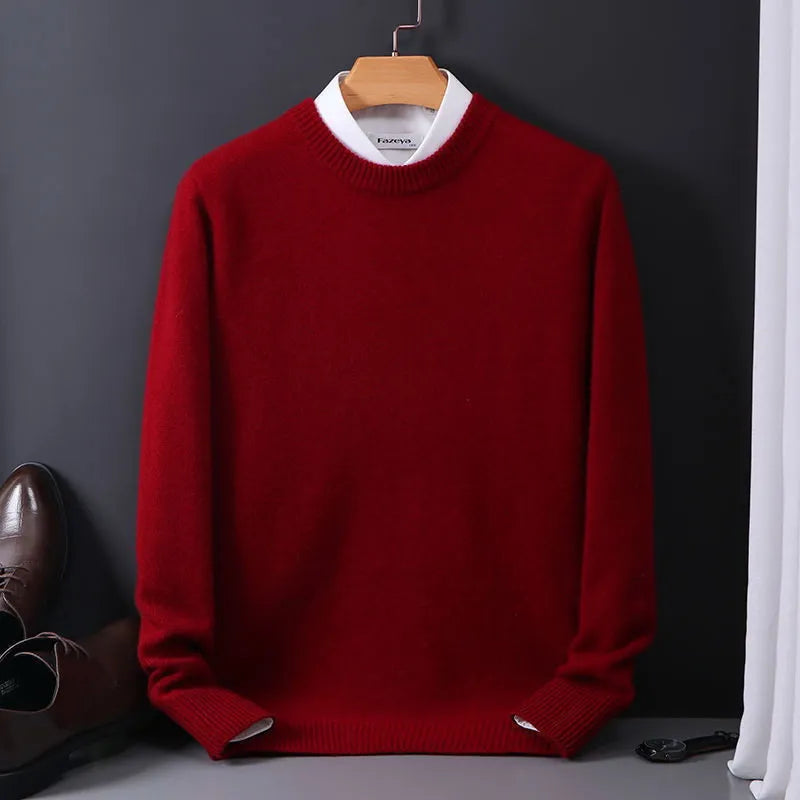 Men's Crew Neck Sweater with Ribbed Trim