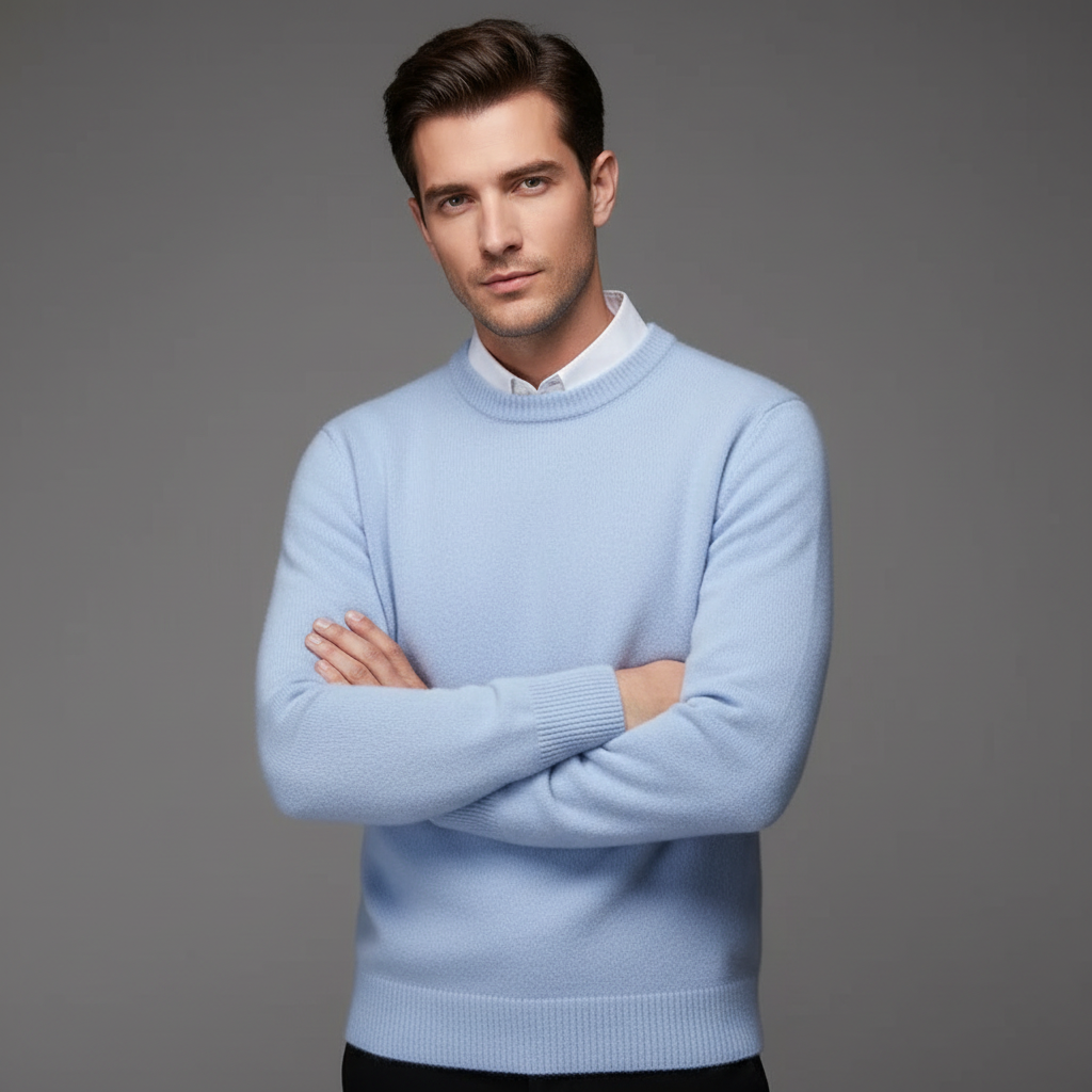 Men's Crew Neck Sweater with Ribbed Trim