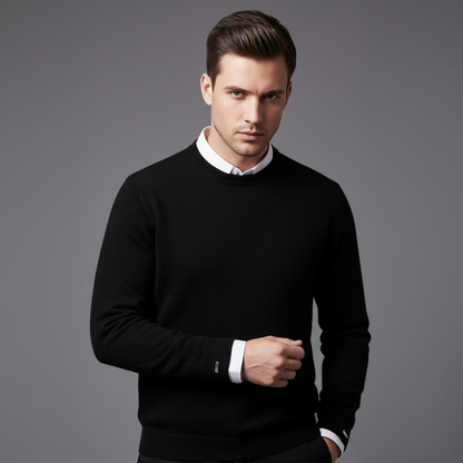Men's Crew Neck Sweater with Ribbed Trim