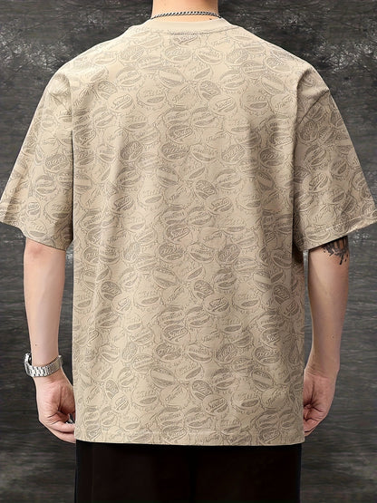 Men's Crewneck T-Shirt with Bottle Cap Graphic Print