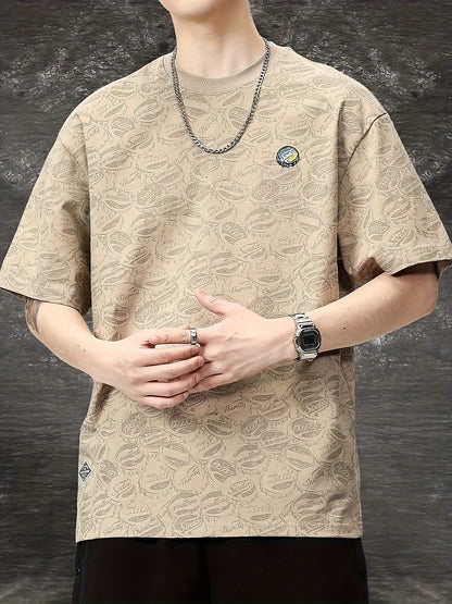Men's Crewneck T-Shirt with Bottle Cap Graphic Print