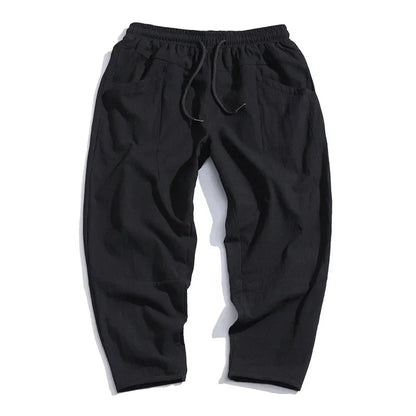 Men's Cropped Trousers with Drawstring Waist
