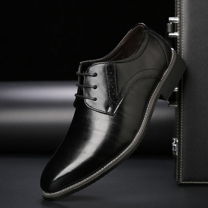 Men's Derby Brogue Dress Shoes with Lace-Up Closure and Pointed Toe
