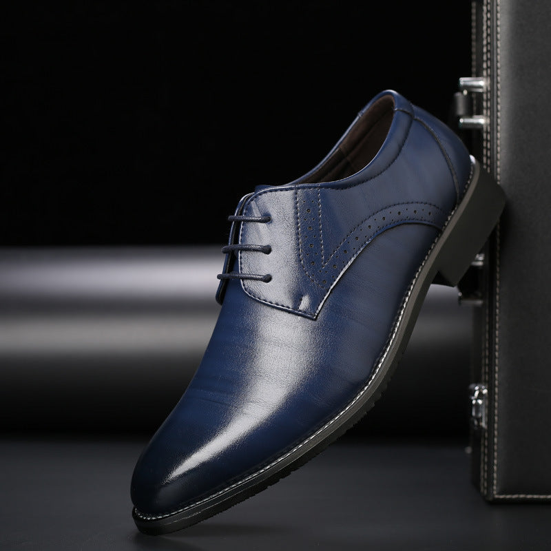 Men's Derby Brogue Dress Shoes with Lace-Up Closure and Pointed Toe
