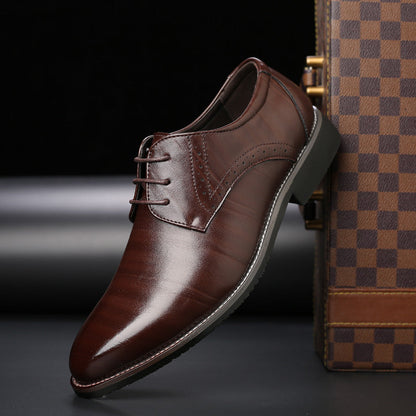 Men's Derby Brogue Dress Shoes with Lace-Up Closure and Pointed Toe