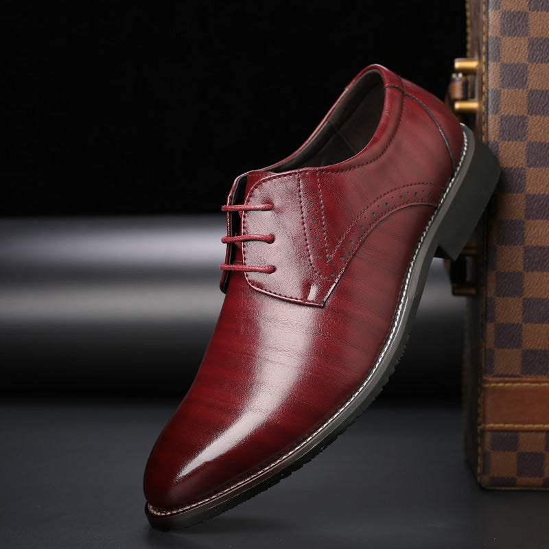 Men's Derby Brogue Dress Shoes with Lace-Up Closure and Pointed Toe