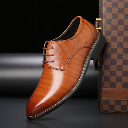 Men's Derby Brogue Dress Shoes with Lace-Up Closure and Pointed Toe