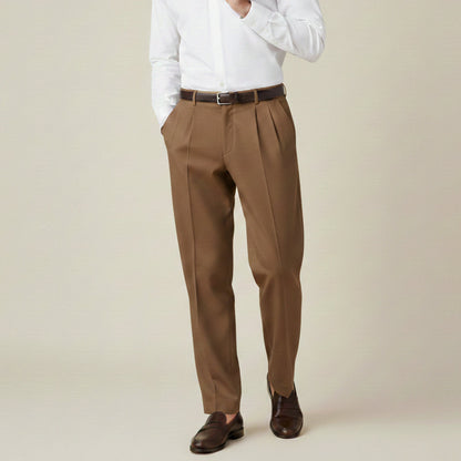 Men's Dress Pants Pleated Front with Straight Leg and Relaxed Fit