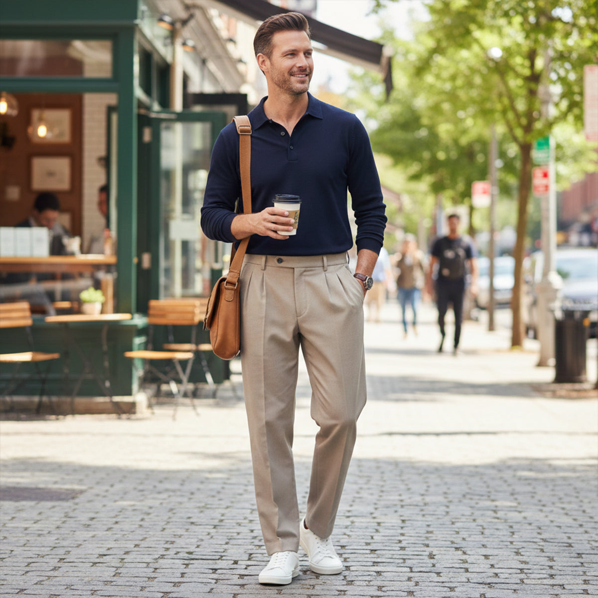 Men's Dress Pants Pleated Front with Straight Leg and Relaxed Fit
