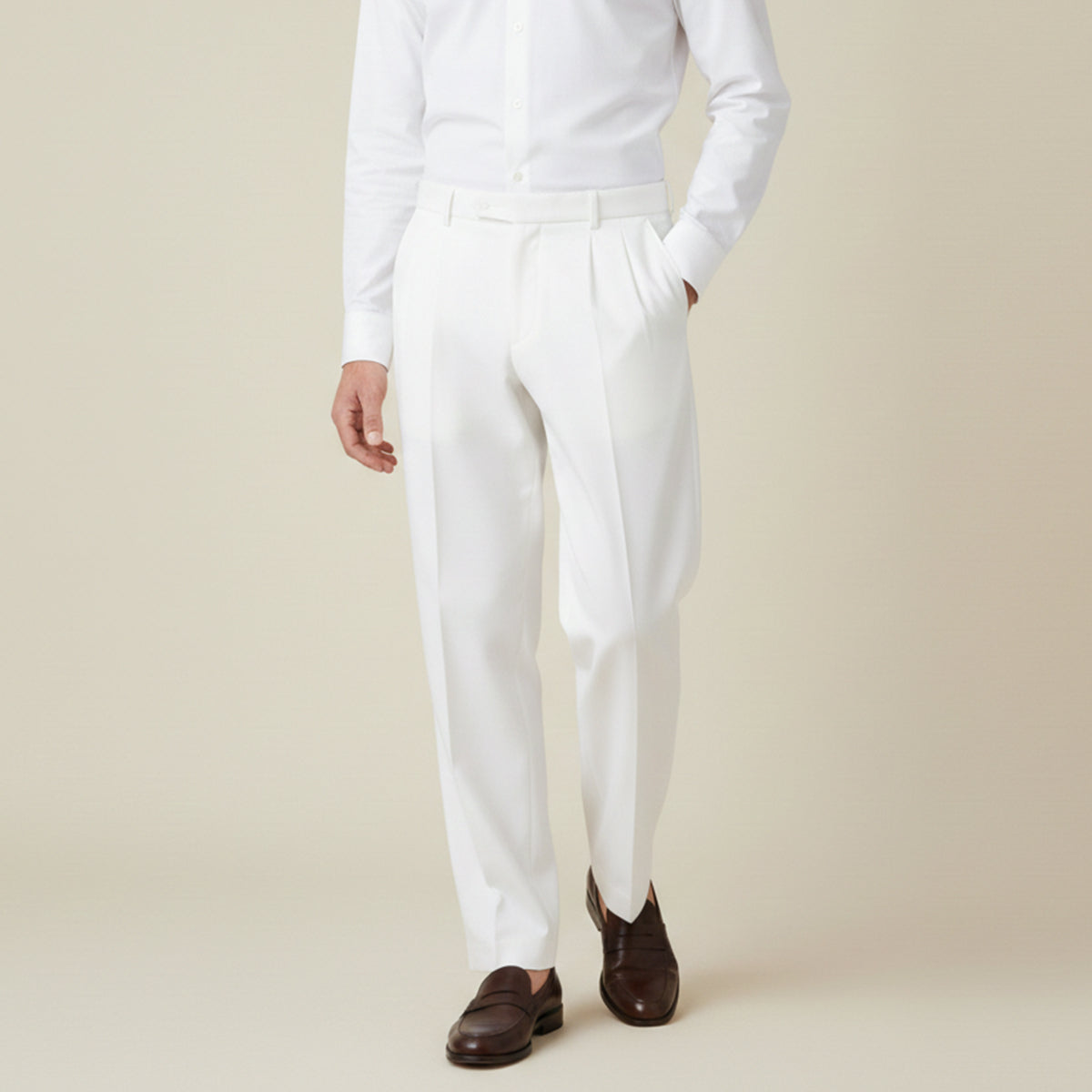 Men's Dress Pants Pleated Front with Straight Leg and Relaxed Fit