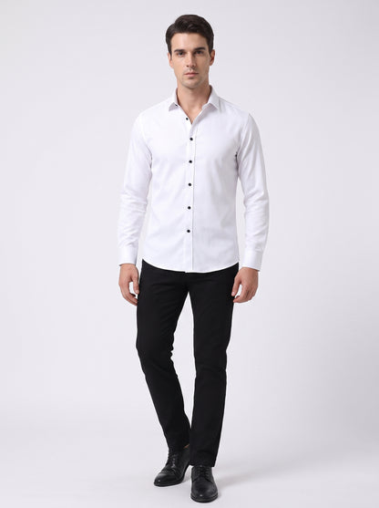 Men's Dress Shirt Long Sleeve with Pointed Collar and Button Front