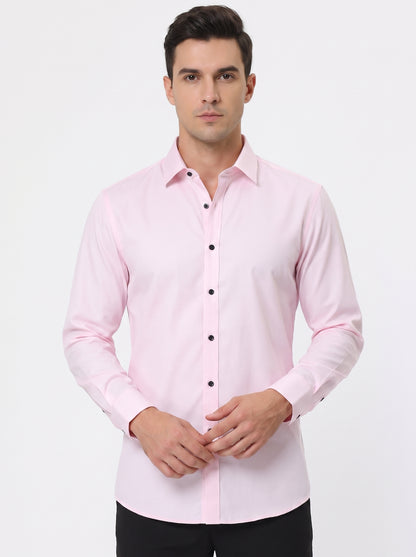 Men's Dress Shirt Long Sleeve with Pointed Collar and Button Front