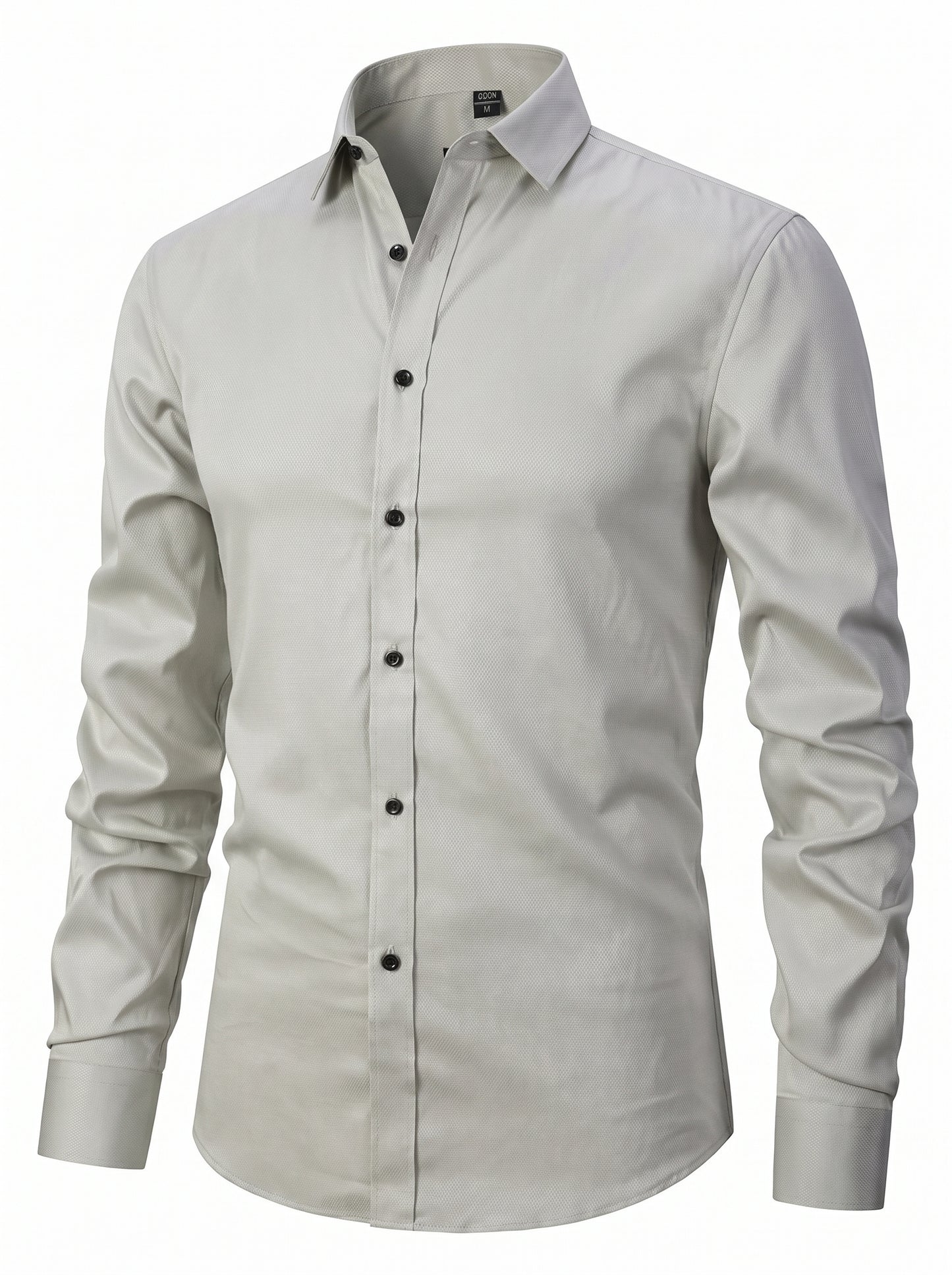 Men's Dress Shirt Long Sleeve with Pointed Collar and Button Front