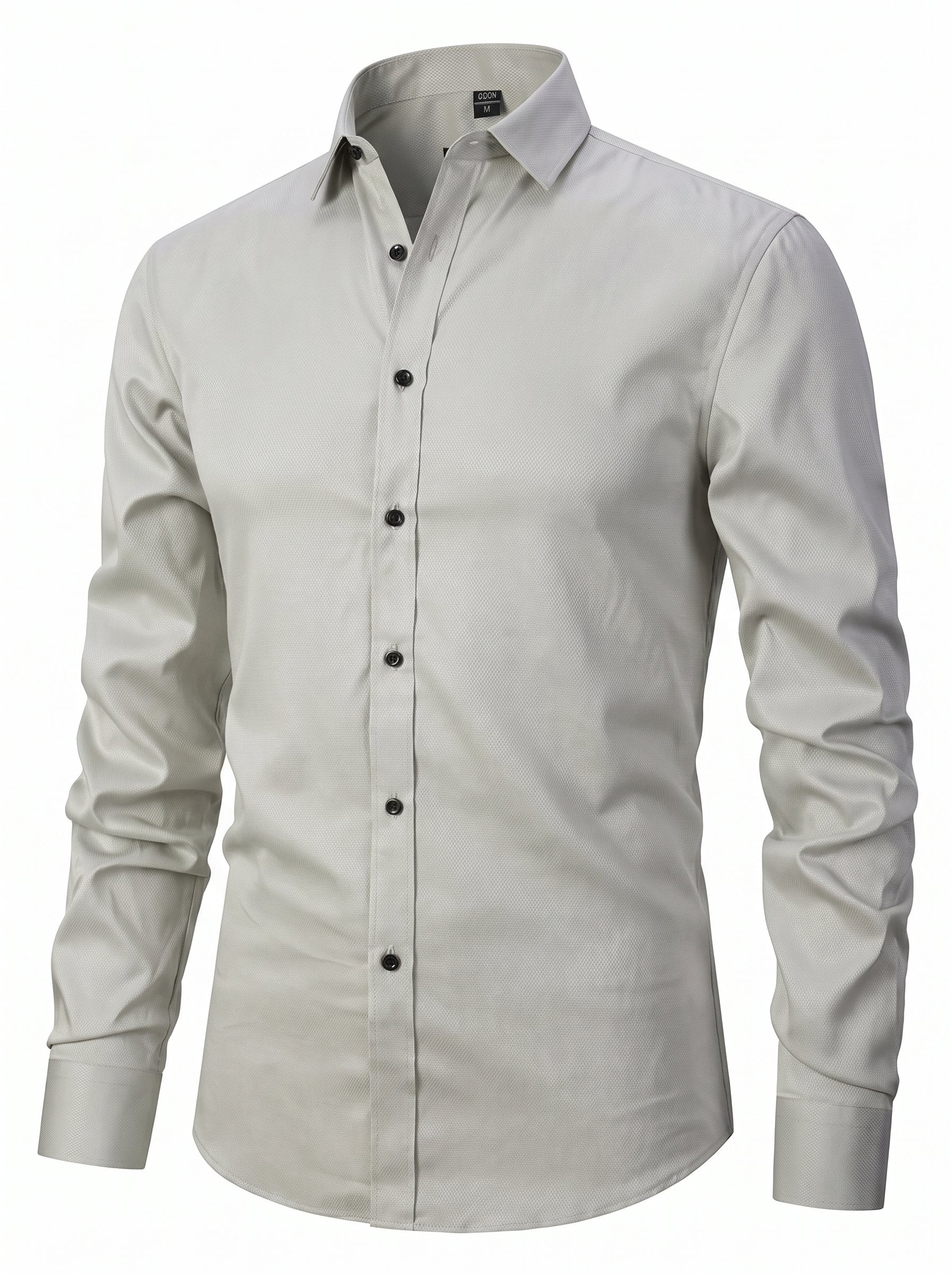 Men's Dress Shirt Long Sleeve with Pointed Collar and Button Front
