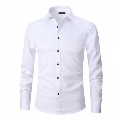Men's Dress Shirt Long Sleeve with Pointed Collar and Button Front