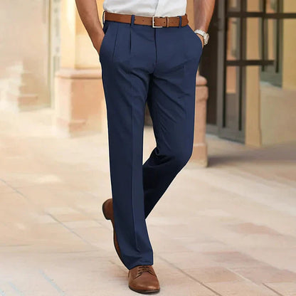 Men's Dress Trousers with Pleats and Side Pockets Slim Fit