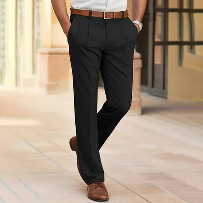 Men's Dress Trousers with Pleats and Side Pockets Slim Fit