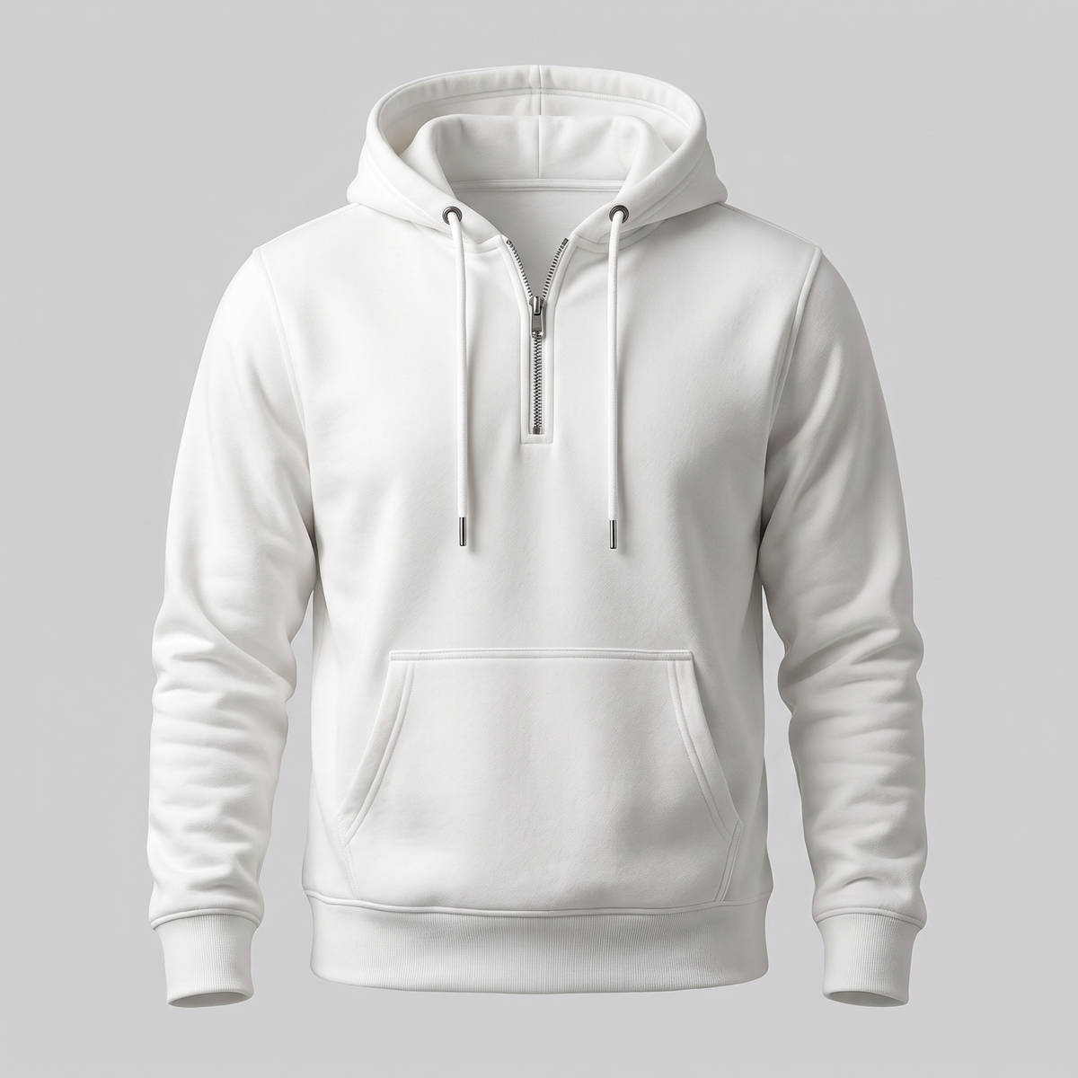 Men's Fleece Hoodie with Quarter Zip and Hood with Drawstring