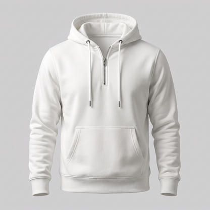 Men's Fleece Hoodie with Quarter Zip and Hood with Drawstring