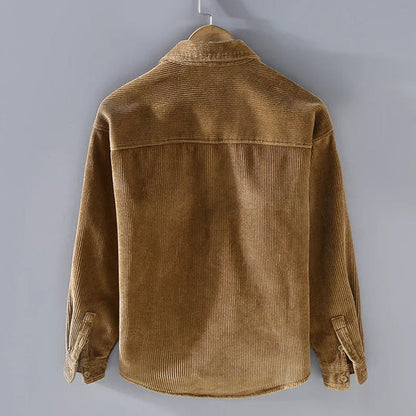 Men's Fleece-Lined Button-Up Shirt Jacket with Chest Pockets
