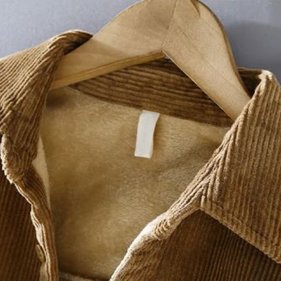 Men's Fleece-Lined Button-Up Shirt Jacket with Chest Pockets