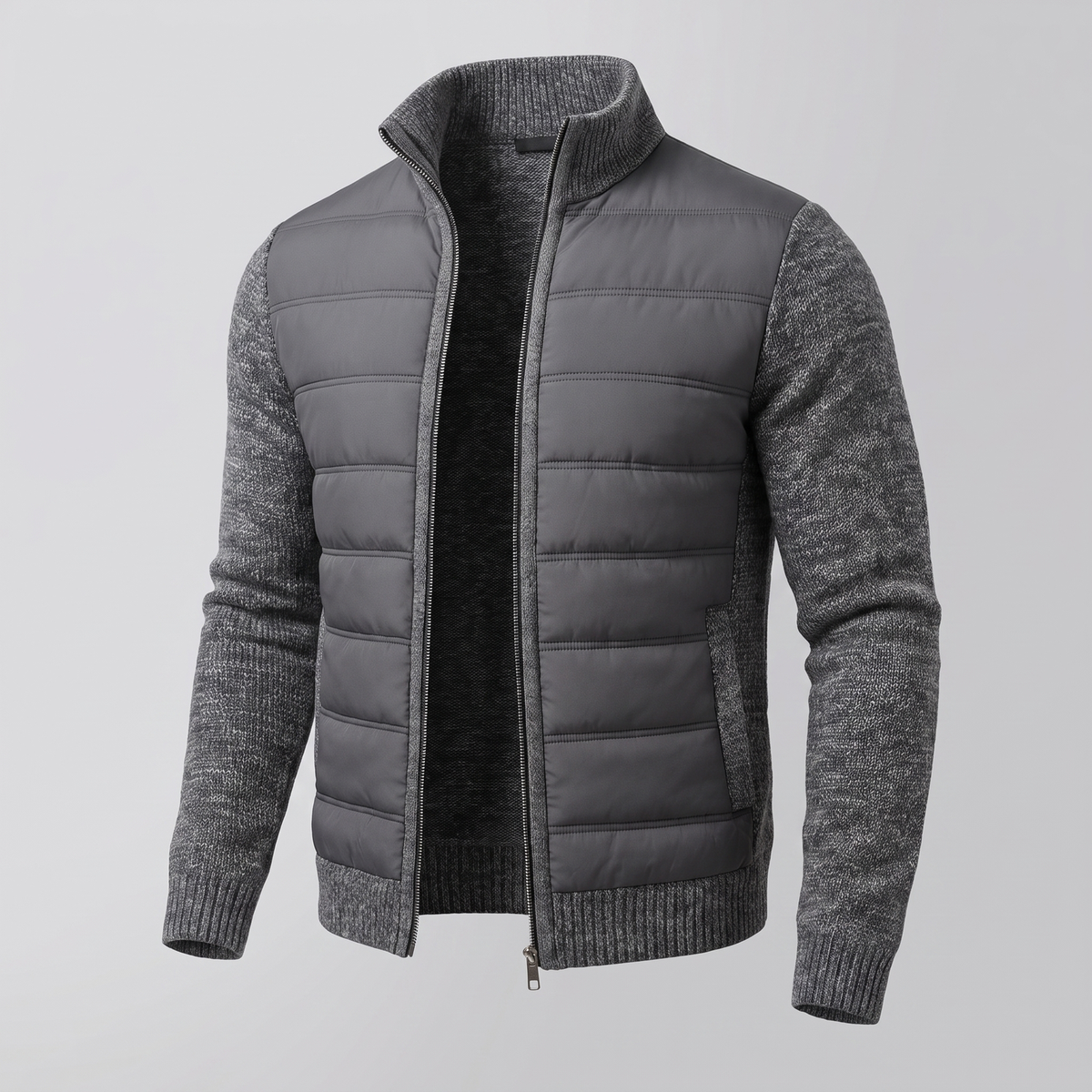 Men's Fleece Sleeve Puffer Jacket with Tailored Fit