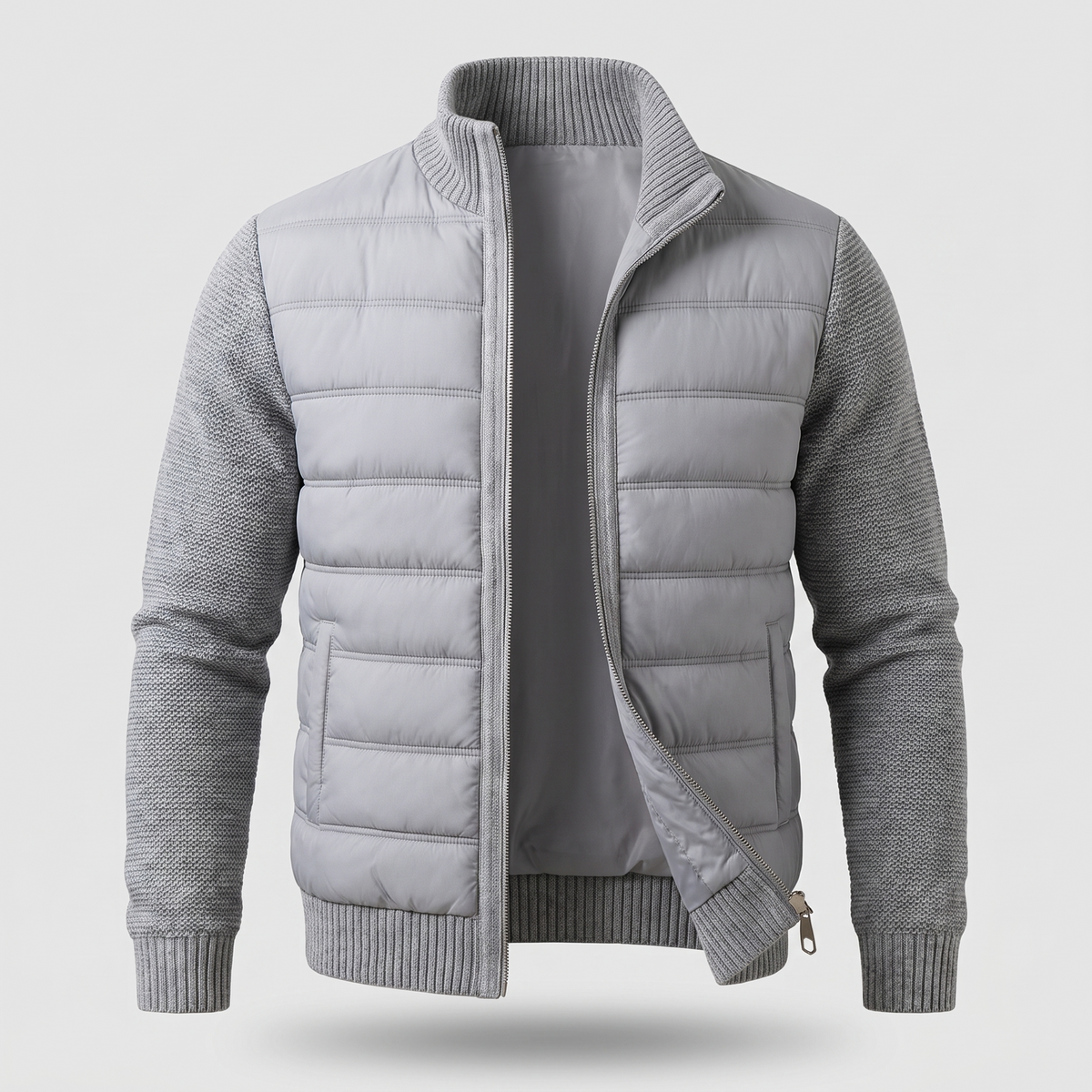 Men's Fleece Sleeve Puffer Jacket with Tailored Fit