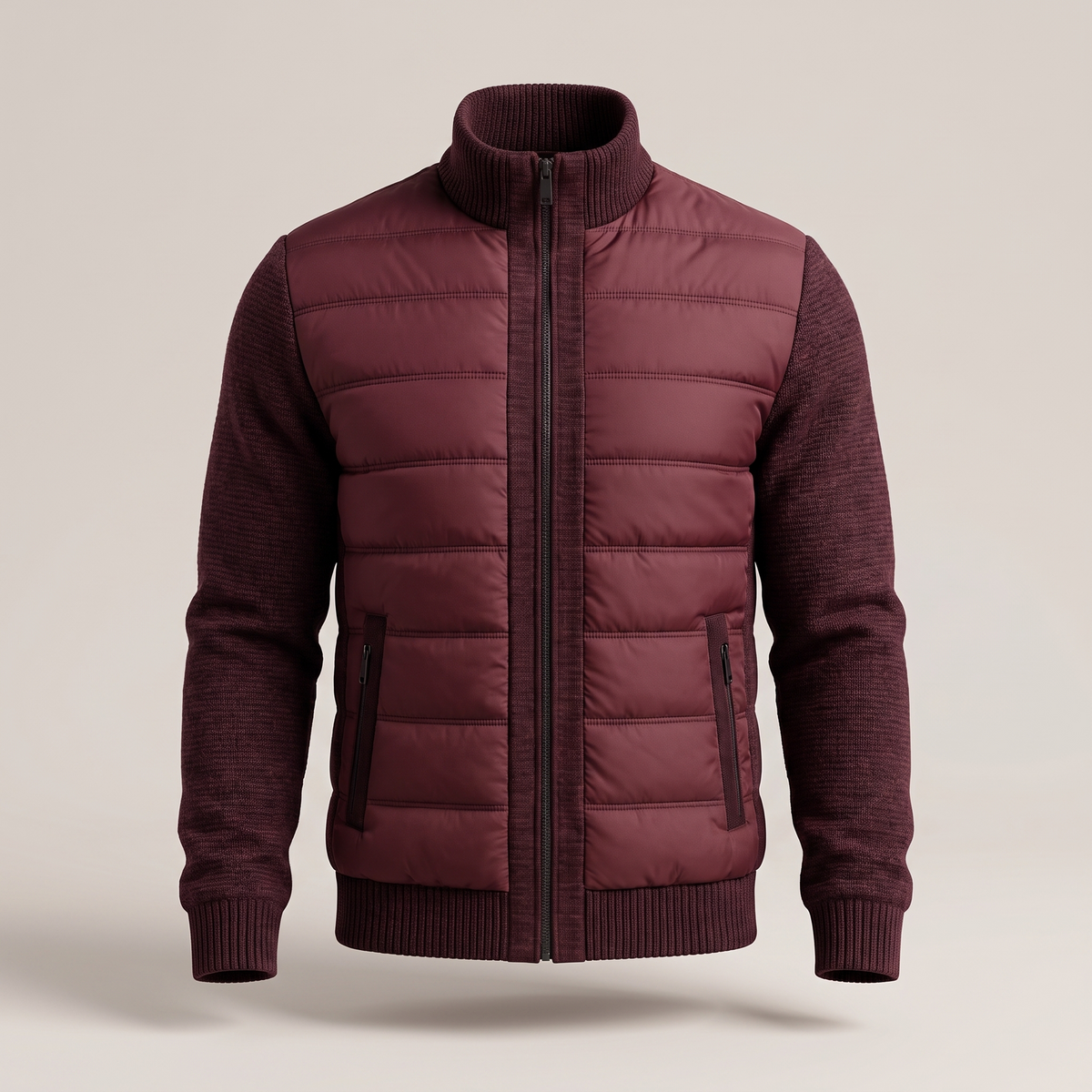 Men's Fleece Sleeve Puffer Jacket with Tailored Fit