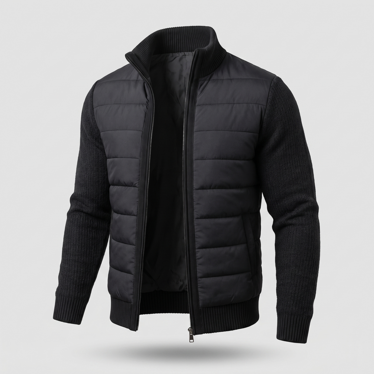 Men's Fleece Sleeve Puffer Jacket with Tailored Fit