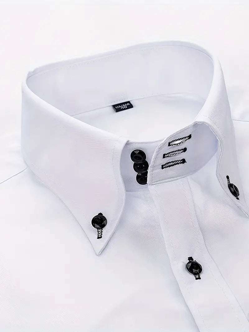Men's Formal Shirt Long Sleeve with Button-Down Collar Slim Fit