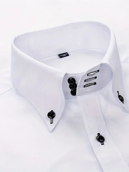 Men's Formal Shirt Long Sleeve with Button-Down Collar Slim Fit