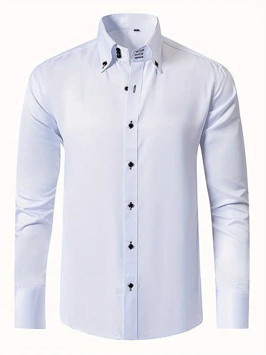 Men's Formal Shirt Long Sleeve with Button-Down Collar Slim Fit
