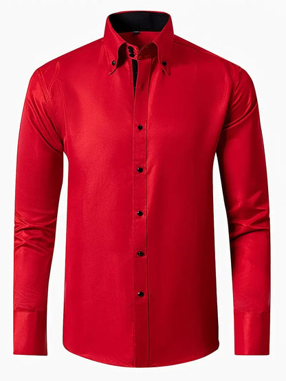 Men's Formal Shirt Long Sleeve with Button-Down Collar Slim Fit