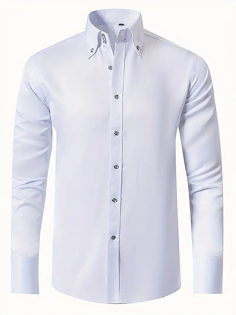 Men's Formal Shirt Long Sleeve with Button-Down Collar Slim Fit