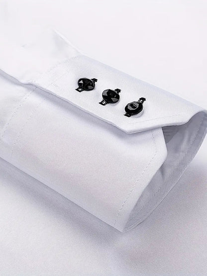 Men's Formal Shirt Long Sleeve with Button-Down Collar Slim Fit