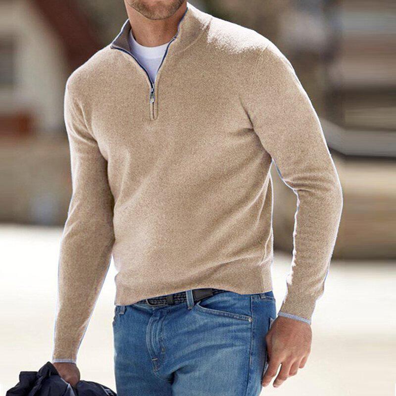 Men's Half-Zip Sweater with Stand Collar