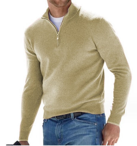 Men's Half-Zip Sweater with Stand Collar