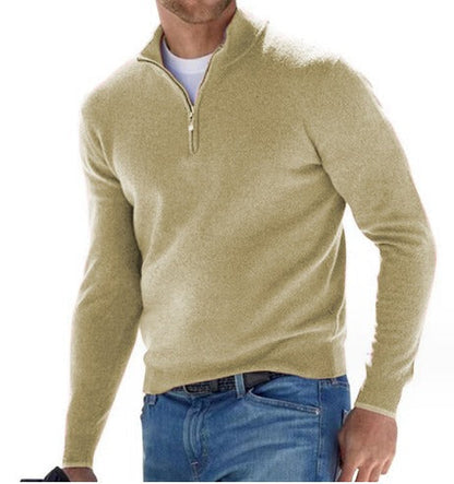 Men's Half-Zip Sweater with Stand Collar