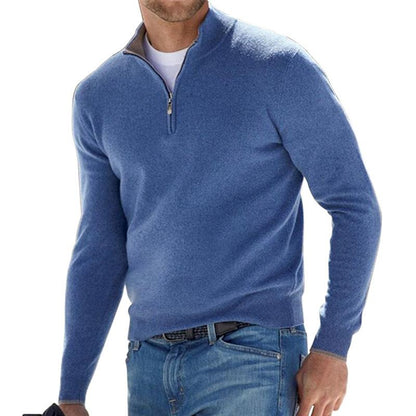 Men's Half-Zip Sweater with Stand Collar