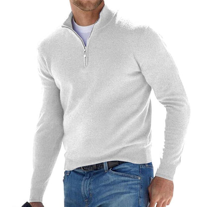 Men's Half-Zip Sweater with Stand Collar