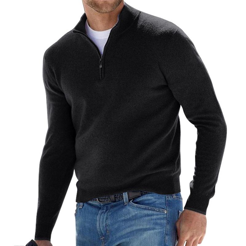 Men's Half-Zip Sweater with Stand Collar