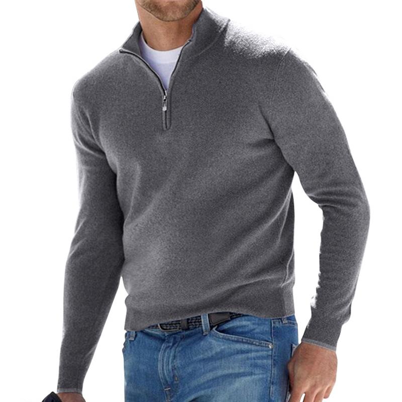 Men's Half-Zip Sweater with Stand Collar