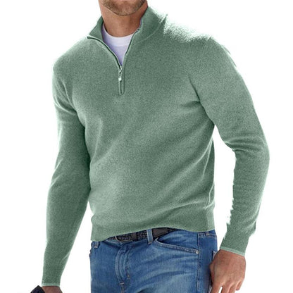 Men's Half-Zip Sweater with Stand Collar