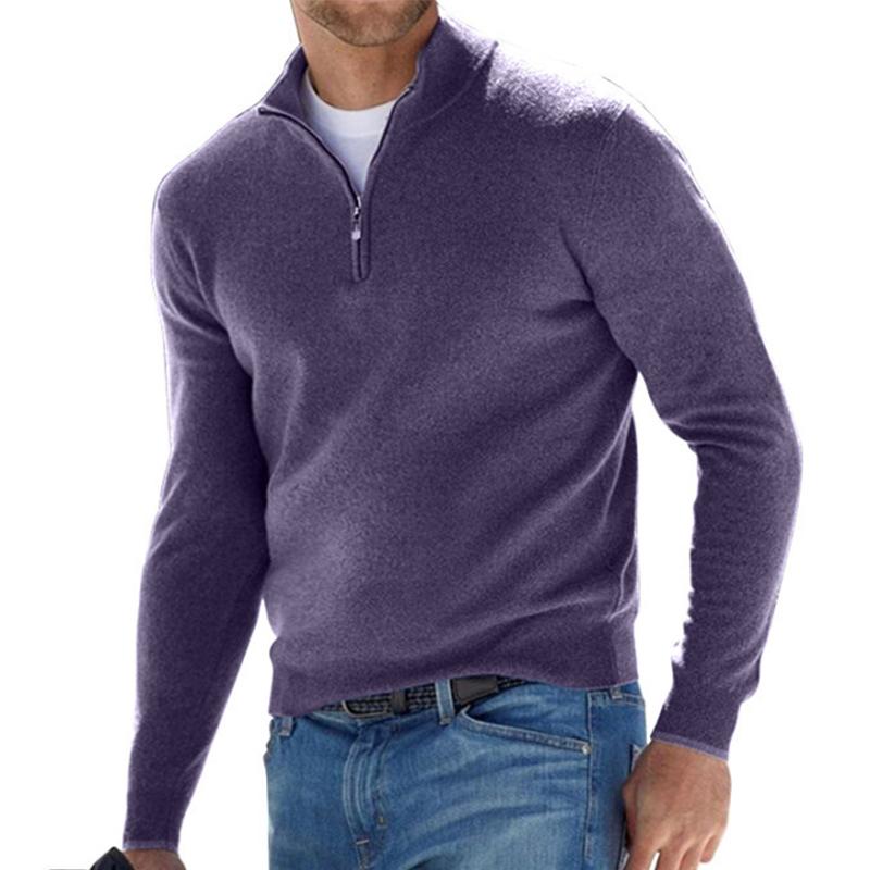 Men's Half-Zip Sweater with Stand Collar