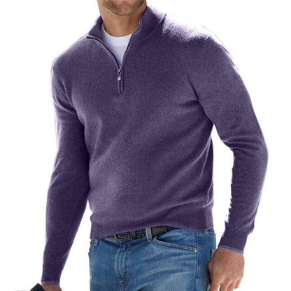 Men's Half-Zip Sweater with Stand Collar