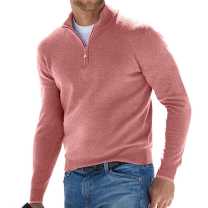 Men's Half-Zip Sweater with Stand Collar