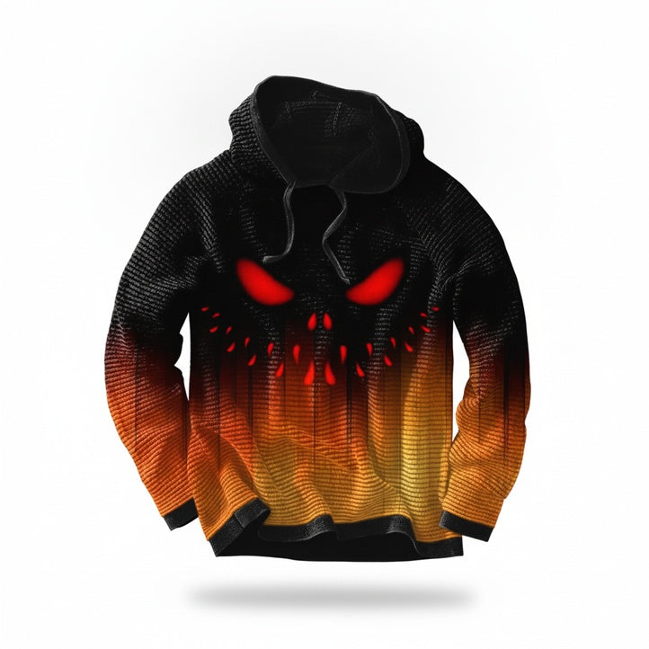 Men's Halloween Graphic Hoodie with Long Sleeves and Horror Print